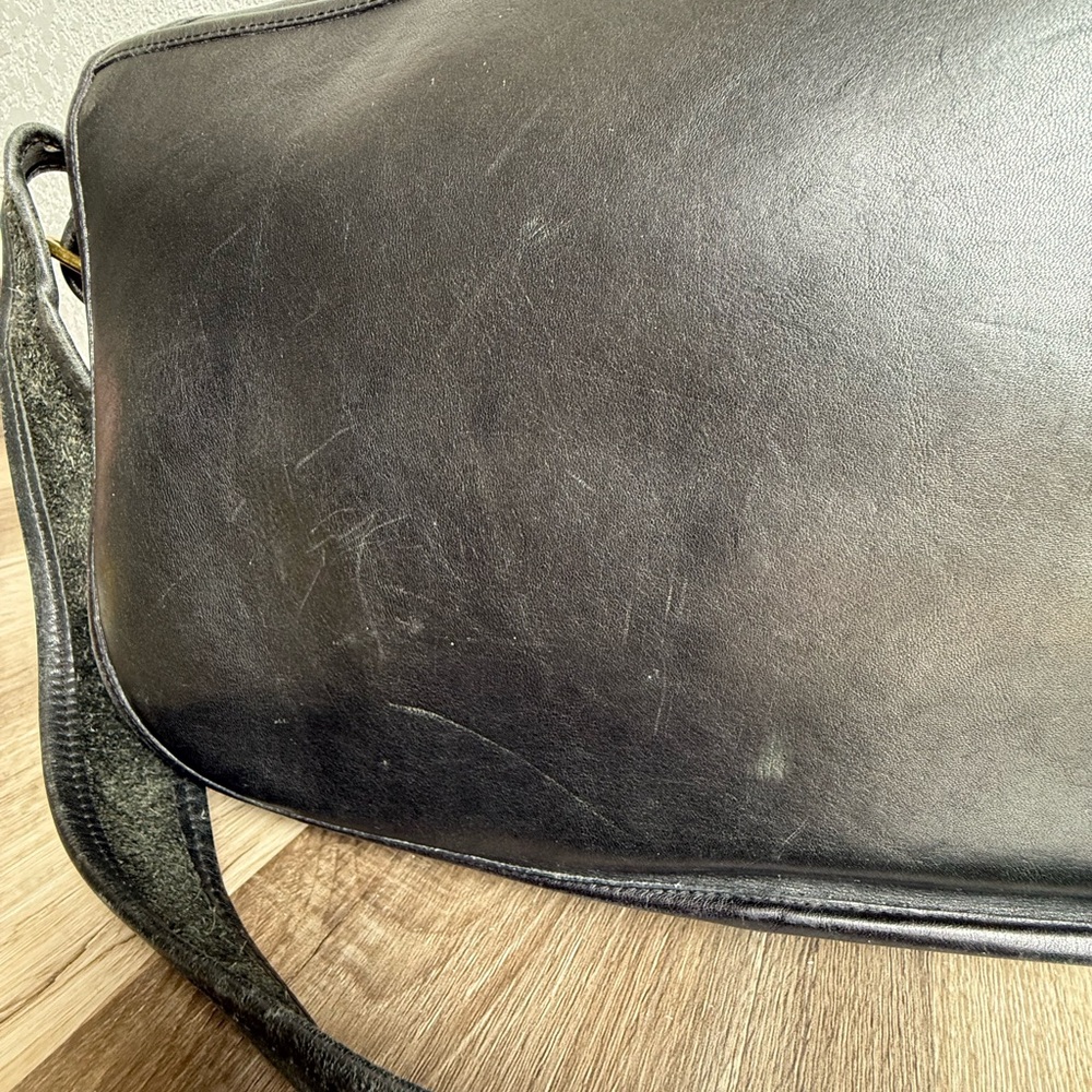 Vintage Coach Prescott 5275 Black Leather Messenger Bag Briefcase Double Buckle - Picture 7 of 13